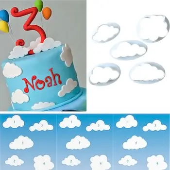 5 ks 3D Cloud Plastové Fondant Fréza Tortu Formy Fondant Tortu DIY Zdobenie Nástroje Sugarcraft Cookie Cutter Nastaviť 1