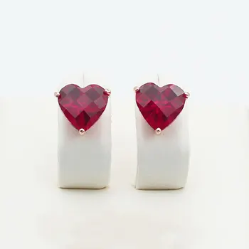585 fialová pozlátené 14 karátové ružové zlato srdce ruby náušnice pre ženy svetlo luxusný romantický uchu, gombíky, šperky, zásnubné 2