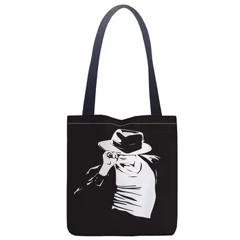 Vlastné Michael Jackson tlač taška cez rameno plátno tote bag nakupovanie cestovných knihy kabelka vlastné logo 2