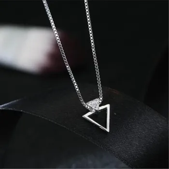 Kreatívne Geometrické Osobnosti Módy Strieborné Pozlátené Šperky Trojuholník Crystal Clavicle Reťazca Prívesok Náhrdelníky N150 1