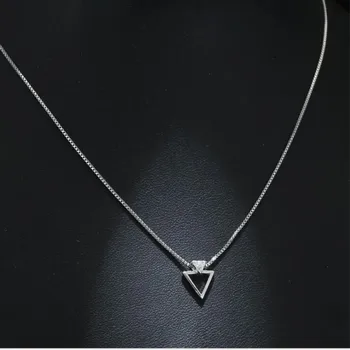 Kreatívne Geometrické Osobnosti Módy Strieborné Pozlátené Šperky Trojuholník Crystal Clavicle Reťazca Prívesok Náhrdelníky N150 2