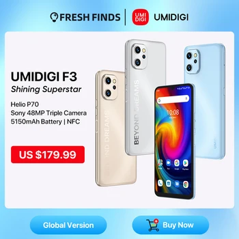 UMIDIGI F3 Telefón, Android 11 Smartphone, Heliograf P70, 8GB 128GB, NFC 6.7