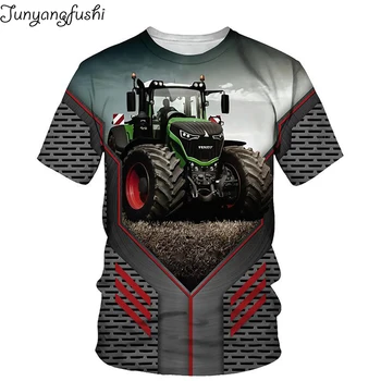 Truck Traktor Vzor Série Letných Nové pánske Kolo Krku 3D Tlač T-shirt Super Veľké Chlapcov, Dievčatá Unisex Móda Voľné Detí W 1
