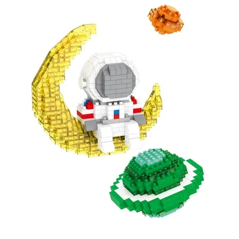 Balón Astronaut Planéty Micro Stavebné Bloky DIY Zmontované Tvorca Mesiac Rocket Spaceman Zemi Mini Tehla Figrues Hračky 2