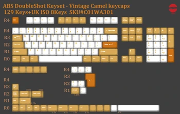 taihao Vintage Camel ABS double shot keycaps pre diy herné mechanické klávesnice oem profil Béžová Žltá ISO 1.75 u shift 2