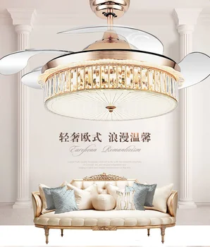 Neviditeľné crystal ventilátor lampa jednoduché moderné svetlo luxusné domácnosti obývacia izba jedáleň dekoratívne stropný ventilátor lampa LED lampa 1