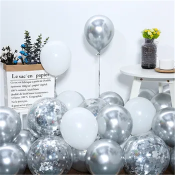 15pcs White Silver Konfety Happy Birthday Svadobné Party Dekorácie Globos Pearl White Vzduchu Hélium Baby Sprcha Pozadí Balón 1