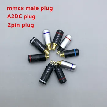 2 ks zákazku univerzálny pin Pätice mmcx konektor, A2DC zástrčku, 0.78 mm 2pin Čistej medi pozlátené Vstavané hreaded 1