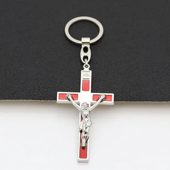 Podiel Tónovaný Katolíckej Krista Ježiša, Kríž S Diamond Keychain Čierna/Červená/Modrá Smalt Kríž Krúžok Náboženské Suveníry Darček 2
