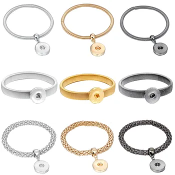 Nové Zlaté Strieborná Farba Snap Náramok Pre Ženy Fit DIY 18 mm Modul Šperky Elastický Modul Tlačidiel Náramok Šperky 1