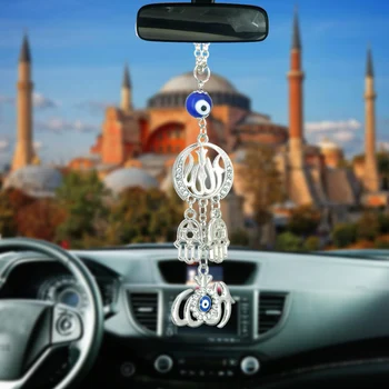 Automobily Príslušenstvo islamu, moslimov Alah Hamsa Ruky Fatimy, Turecko Zlým Okom Auto Prívesok Visí Spätné Zrkadlo Ozdoby 2