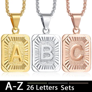 Počiatočné A-Z Capital Letter Prívesok Náhrdelník Rose Gold Farbu Striebornú Farbu a Pôvab Náhrdelníky Pre Mužov, Ženy Šperky HGPMM01A 1