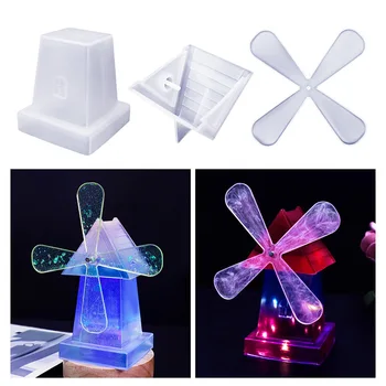 DIY Crystal Epoxidové Živice Rotačné veterný Mlyn Plesní, Hojdačka, Stolný Ornament Silikónové Formy Ploche Dekorácie 1