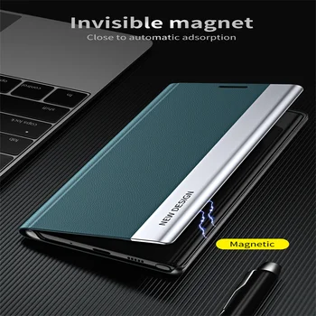 6D elektrolyticky pokrývajú Magnetické flip Telefón puzdro pre Samsung Galaxy Note 9 10 20 Peňaženky držiteľa flip Cover, pre Galaxy S21 S20 Ultra Prípade 2