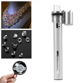 Mini Pero lupu 100X LED Svetlo Šperky Loupe Mikroskop so Prípade Ručný Mini Pero v tvare Lupy 1