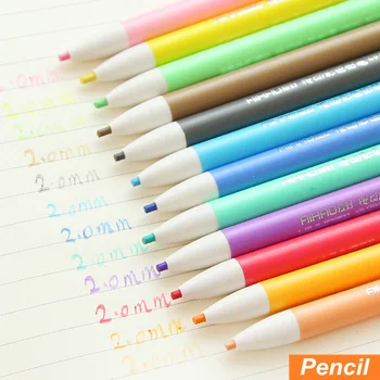 12pcs Zraziť Typ Farebné Ceruzky pre Kreslenie, Maľovanie Deti Mechanické Ceruzky Pastel s Gumy Office Školy A6563
