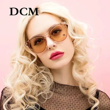 DCM Newst Módne Okrúhle slnečné Okuliare Ženy Značky Dizajnér Dámy Cat Eye Slnečné Okuliare Zrkadlový Objektív UV400 1