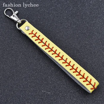 móda liči Softball Baseball Švy Krúžok koženka Stitched Keychain Pre Ženy Taška Závesné Príslušenstvo 1