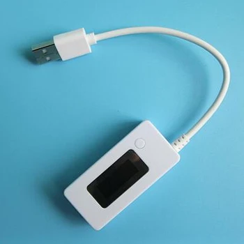 KCX-017 Biely chvost ammeter LCD displej Mini USB Napätie prúdová zaťažiteľnosť Monitor tester meter 3V-7V Detektor Mobile power tester
