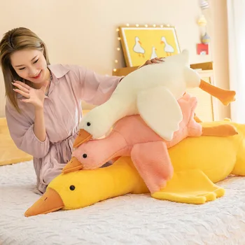 135 cm Obrovský Roztomilý Hus Plyšové Hračky Big Duck Bábika Mäkké Plyšové zvieratko na Spanie Obliečky na Vankúš Vianočné Darčeky pre Deti a Dievčatá 2