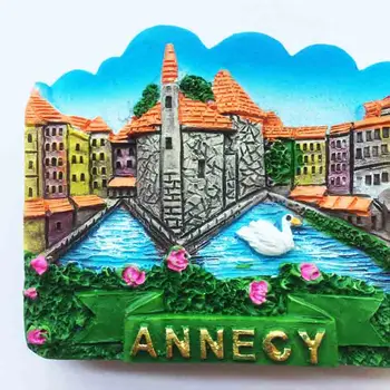 Alpy, Francúzsko, Annaxi Annecy troch-dimenzionální malebné turistické suveníry magnet nálepky chladnička 2