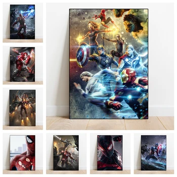 Marvel Avengers Iron Man Spiderman Obrázok Umenie Domova Kvalitné Plátno, Maľovanie Plagátu Žijú Deti Izba Gauč Stenu Decor 1