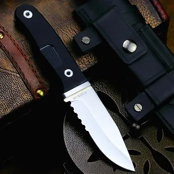 ABS čierna rukoväť 440 Vysokú tvrdosť Brúsenie vonkajšie taktické rovný Nôž North American jungle Lovecký nôž 1