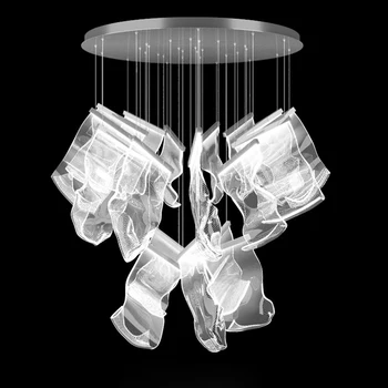 LED Postmoderných Striebro Láska Papier Dizajnér Luster Osvetlenie Lustre Pozastavenie Svietidlo Lampen Pre Jedáleň