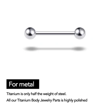 1PC ASTM F-136 Titán xi priemyselné sex Jazyka Piercing Činku Vonkajším Závitom Telo Šperky 14G 5MM Loptu 2
