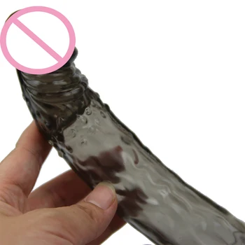 opakovane dildo kryt mäkké dick krúžok čierny pes realistický penis rozšírenie rukávy predĺžiť penis páry sex hračky pre človeka Milenca hra 1