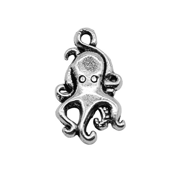 WYSIWYG 10pcs Charms Octopus 10x18mm Antique Silver Farba Prívesok Octopus zobrazili kľúčové tlačidlá Pre Šperky Robiť Šperky Zistenia 1