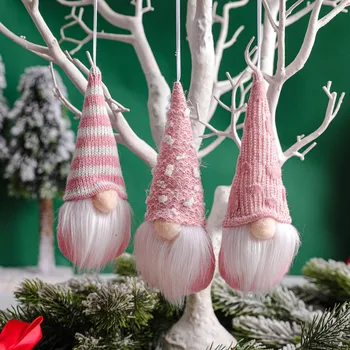3/9/12Pcs Vianočné Mini Bábika Gnome Vianočný Stromček Prívesok Ružové Oblečenie pre Bábiku Ornament Domov Vianočné Dekorácie Navidad 2022 Natal 1
