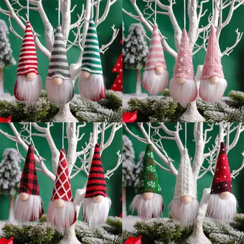 3/9/12Pcs Vianočné Mini Bábika Gnome Vianočný Stromček Prívesok Ružové Oblečenie pre Bábiku Ornament Domov Vianočné Dekorácie Navidad 2022 Natal 2