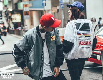 Japonský Hip Hop štýl MA1 bombardér bunda Harajuku pilot ulici tlač kodak Bundy Muži Ženy kabát značky Oblečenia vrchné oblečenie 1