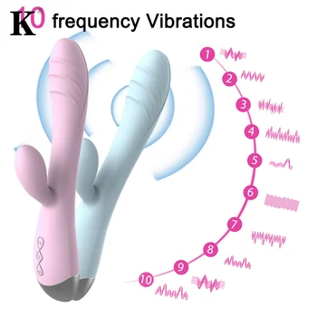 10 Frekvencia Dildo Vibrátor Rabbit Vibrátor Prútik Sexuálne Hračky pre Ženy, Ženské Masturbator Dual Motorových G Mieste Stimulátor Klitorisu 2