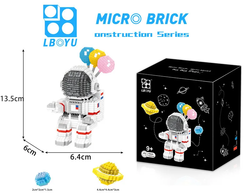 Balón Astronaut Planéty Micro Stavebné Bloky DIY Zmontované Tvorca Mesiac Rocket Spaceman Zemi Mini Tehla Figrues Hračky Obrázok 3