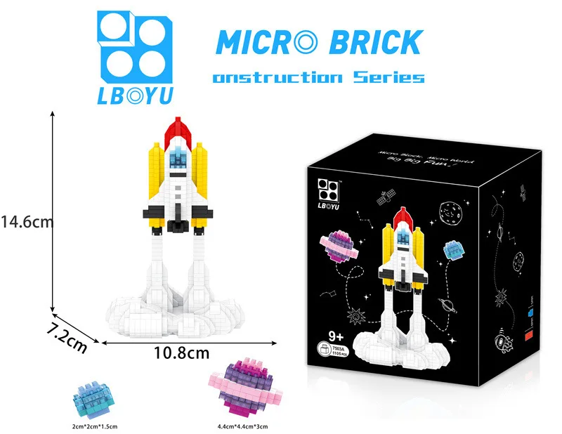 Balón Astronaut Planéty Micro Stavebné Bloky DIY Zmontované Tvorca Mesiac Rocket Spaceman Zemi Mini Tehla Figrues Hračky Obrázok 4