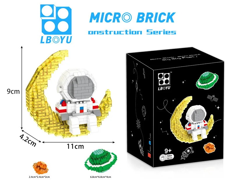 Balón Astronaut Planéty Micro Stavebné Bloky DIY Zmontované Tvorca Mesiac Rocket Spaceman Zemi Mini Tehla Figrues Hračky Obrázok 5
