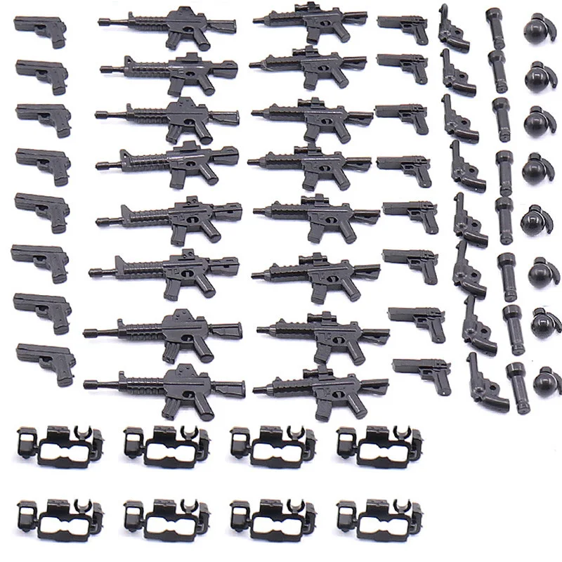 520Pcs Zbrane Pack Zbraň, Štít Súpravy Vojenské Swat Série Mini Vojak Údaje WW2 Model Stavebný kameň Tehla Deti Deti Hračka Obrázok 2
