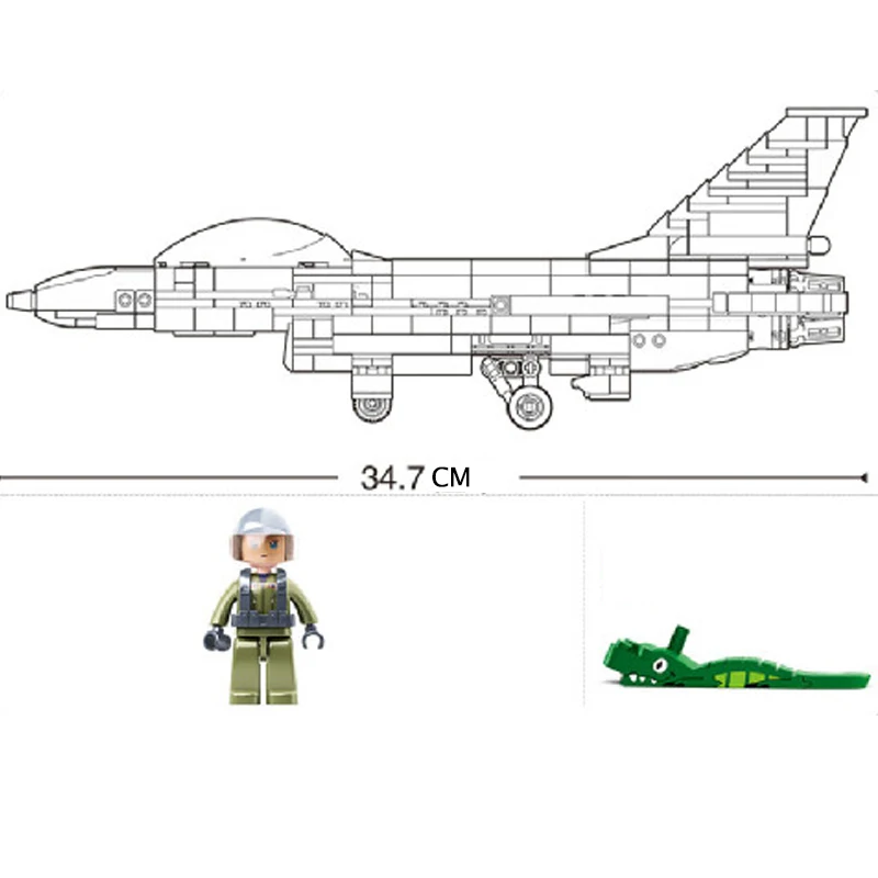Svetová Vojna 2 letectvo Vojenské Zbrane F-16C Falcon Fighter Stavebné Bloky Auta Tehly WW2 Klasický Model Hračky Pre Dieťa Darček Obrázok 3