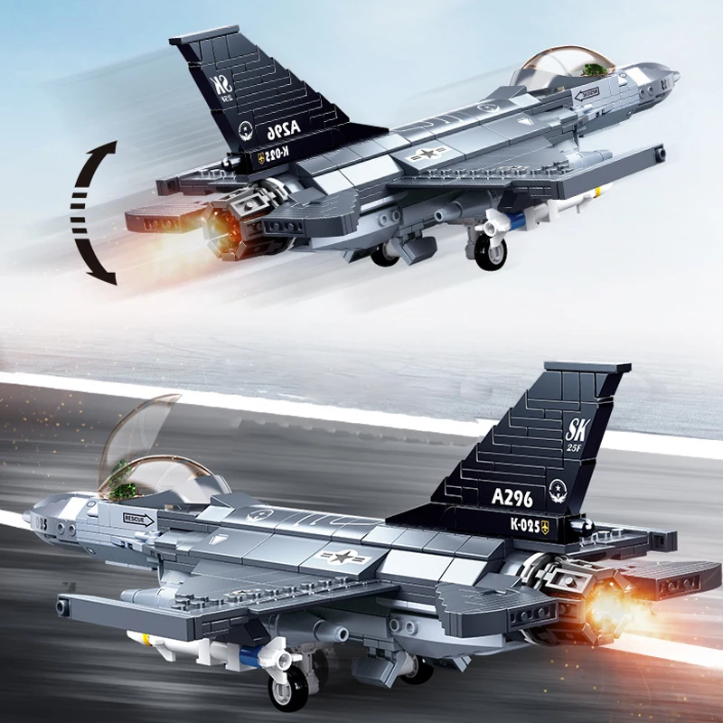 Svetová Vojna 2 letectvo Vojenské Zbrane F-16C Falcon Fighter Stavebné Bloky Auta Tehly WW2 Klasický Model Hračky Pre Dieťa Darček Obrázok 4