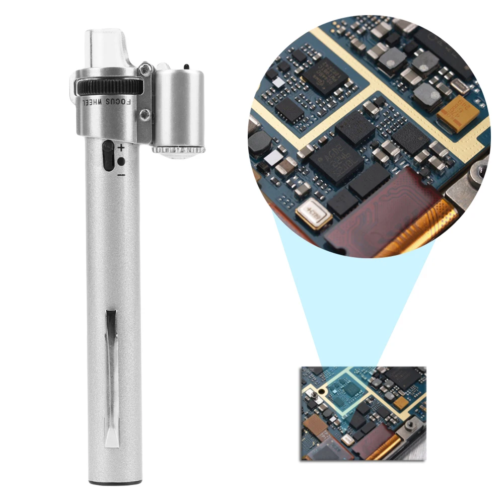 Mini Pero lupu 100X LED Svetlo Šperky Loupe Mikroskop so Prípade Ručný Mini Pero v tvare Lupy Obrázok 2
