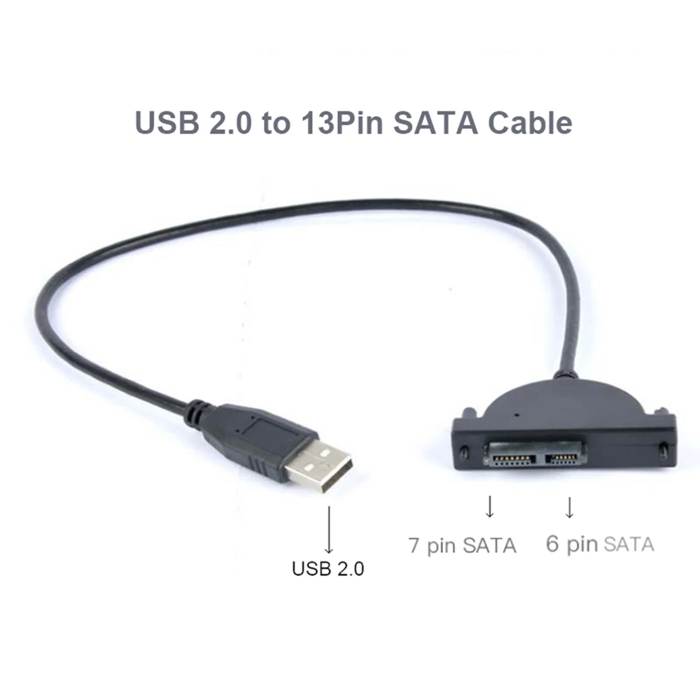 NOVÝ USB 2.0 7+6 13Pin Mini Sata II Adaptér pre Notebook, CD/DVD ROM Tenká Konvertor Jednotky Kábel, Skrutky Ustálený Štýl Obrázok 1