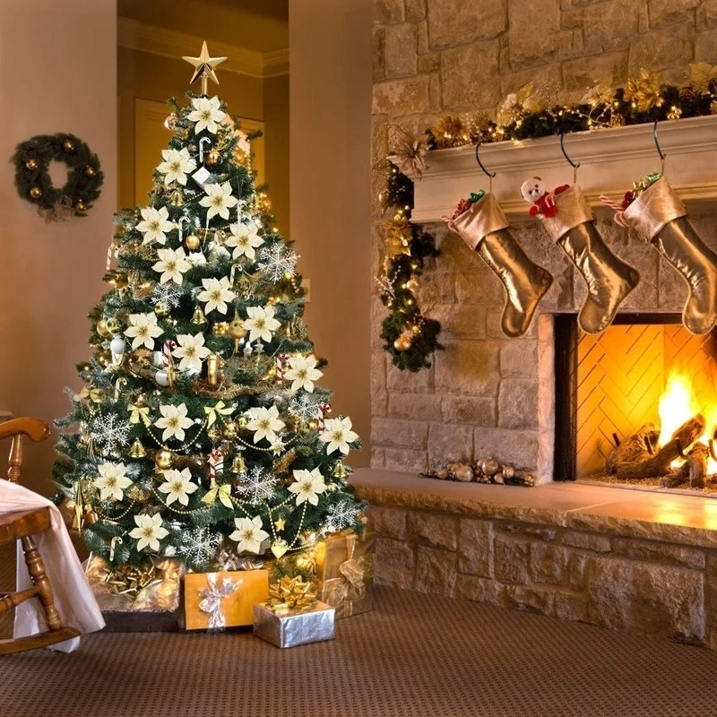 120pcs Vianočný Strom Dekorácie Flash Umelých kvetinových Lúk Bell Snowflake Malé Trstiny Klip Prívesok Vianočné Ozdoby Zavesenie Obrázok 1