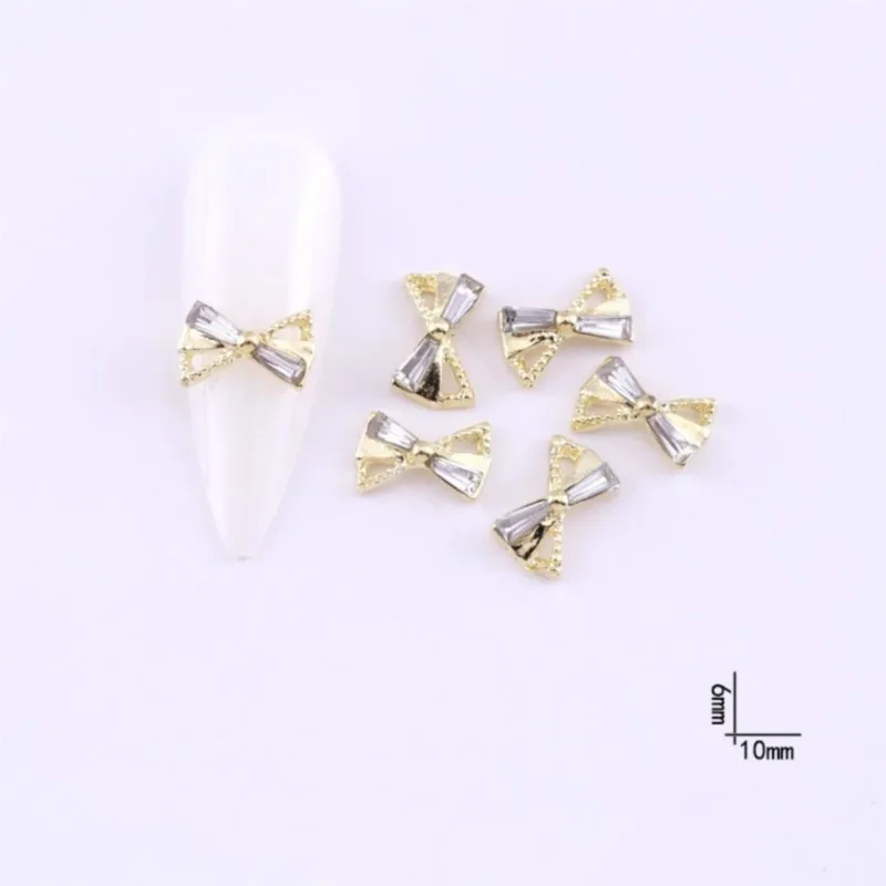 10pcs Nechtov Diamond Charms Bowknot Motýľ Šperky 6*10 MM Gold/Silver Luk Kamienkami Lesklé Crystal Luk Manikúra Príslušenstvo-1 Obrázok 4