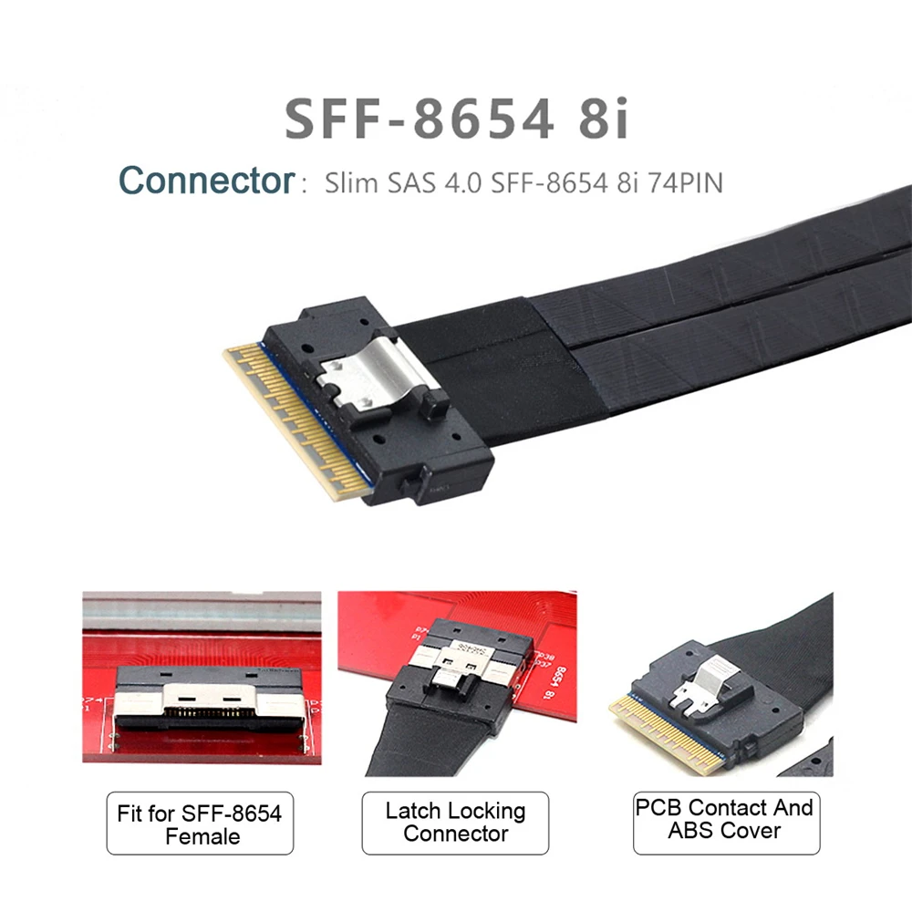 PCI-E Ultraport Tenká SAV Slim 4.0 SFF-8654 8i 74pin na Dual SFF-8087 Mini SAS Kábel PCI-Express Obrázok 2