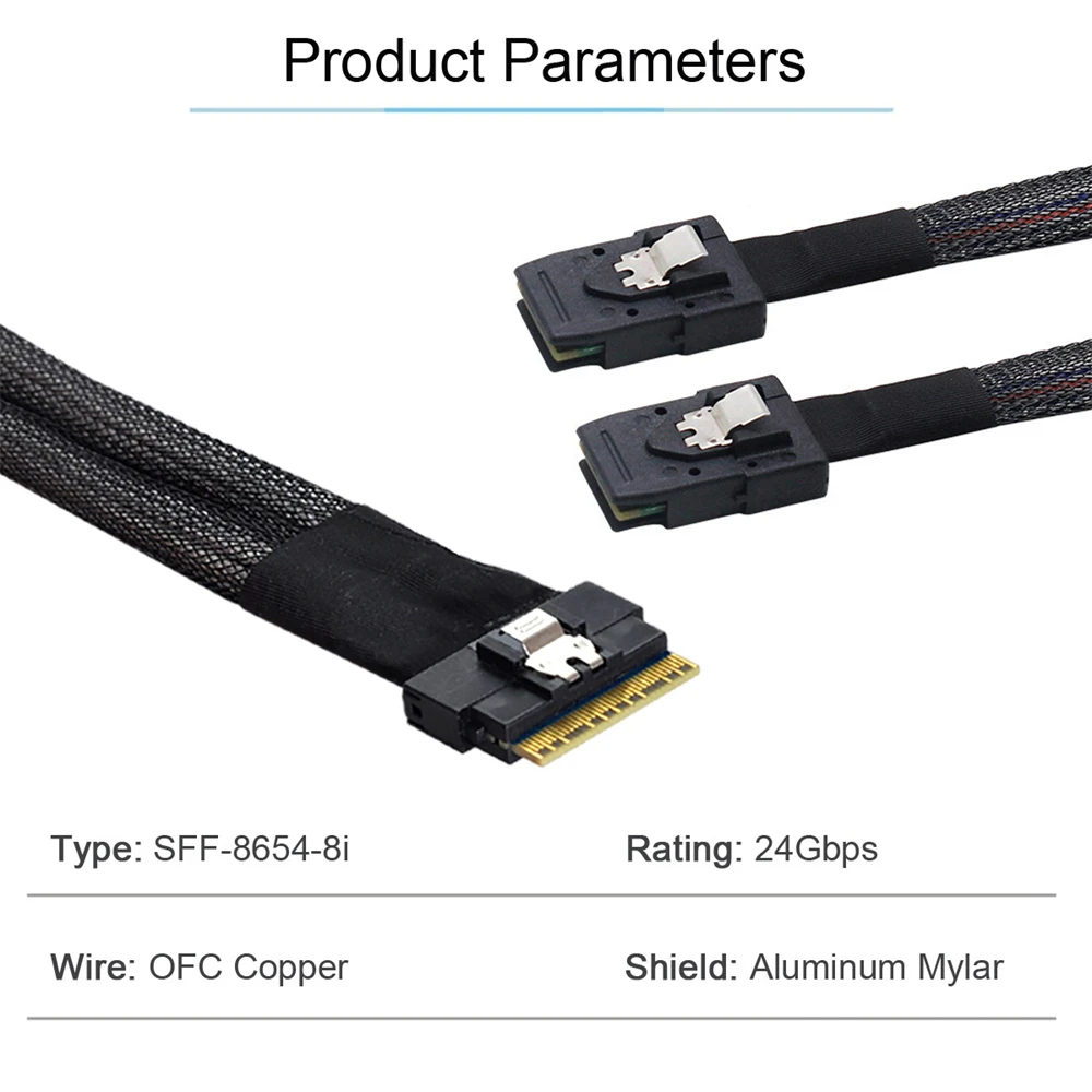 PCI-E Ultraport Tenká SAV Slim 4.0 SFF-8654 8i 74pin na Dual SFF-8087 Mini SAS Kábel PCI-Express Obrázok 3
