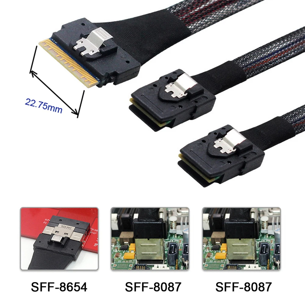 PCI-E Ultraport Tenká SAV Slim 4.0 SFF-8654 8i 74pin na Dual SFF-8087 Mini SAS Kábel PCI-Express Obrázok 4