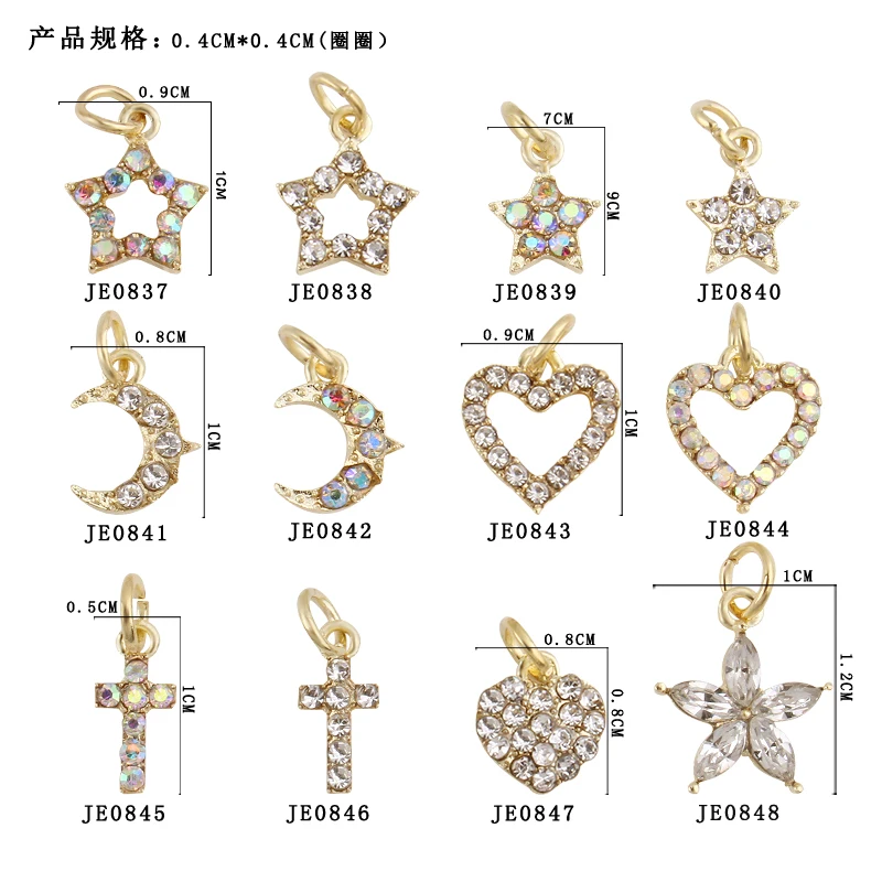 10Pc Visí Nechtov Kamienkami Luxusné Diamantové Nail Art Dekorácie,Mesiac/Star/Cross/Srdce Dizajn, 3D Nail Charms Drahokamy Obrázok 5