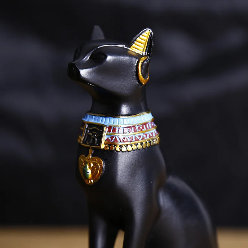 Egyptský Mačka Figúrka Socha Retro Dekorácie Mačka Bohyne Lykových Socha Domov, Záhradné Dekorácie, Remeselné Domov Figúrka Obrázok 3